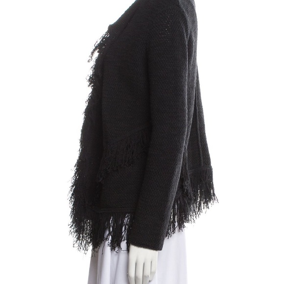 COPY - Anthropologie Maje Black Maldives fringe tweed open style  cardigan size… - Picture 8 of 8